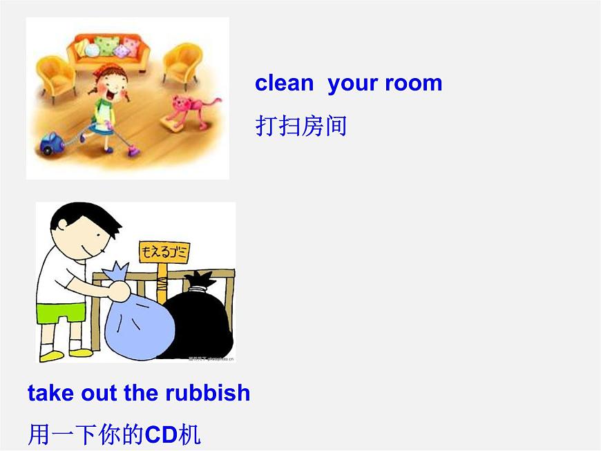 山東省肥城市王莊鎮(zhèn)初級中學(xué)八年級英語下冊 Unit 3 Could you please clean your room Period 3課件第5頁