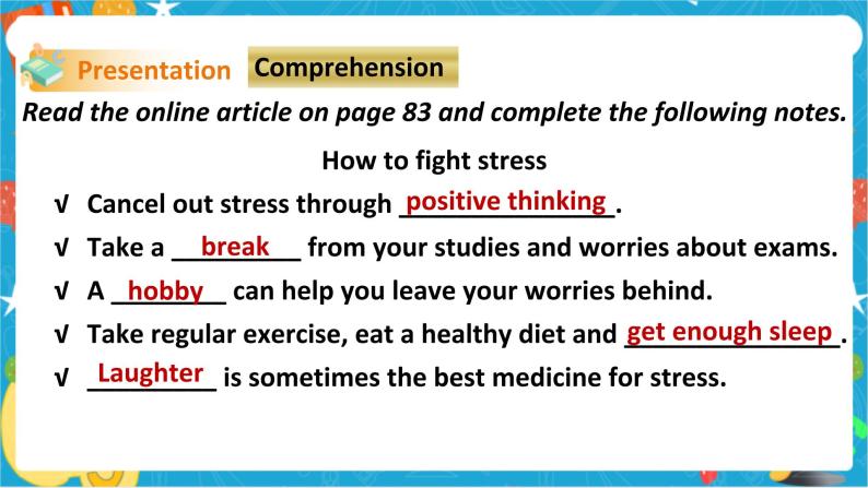 Unit 6 Caring for your health Period 2 Reading II & Listening（课件38张PPT+教案+导学案）05