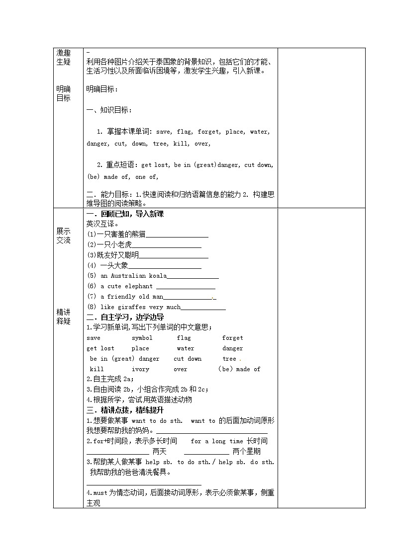 七年级英语下册 Unit 5 Why do you like pandas Period 5 教案 (新版)人教新目标版第2页