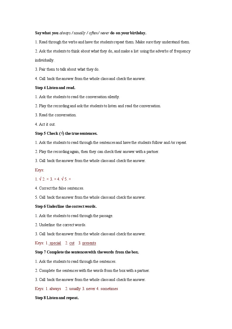 Module 8 Choosing presents Unit 1 I always like birthday parties 教案 初中英语外研版七年级上册(2021年)第3页