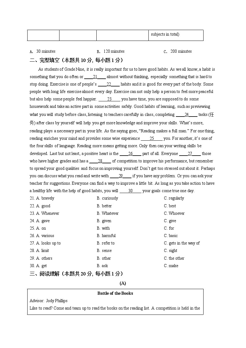 精品解析:2021年黑龙江省哈尔滨市萧红教育集团中考二模英语试题(原卷版)第3页