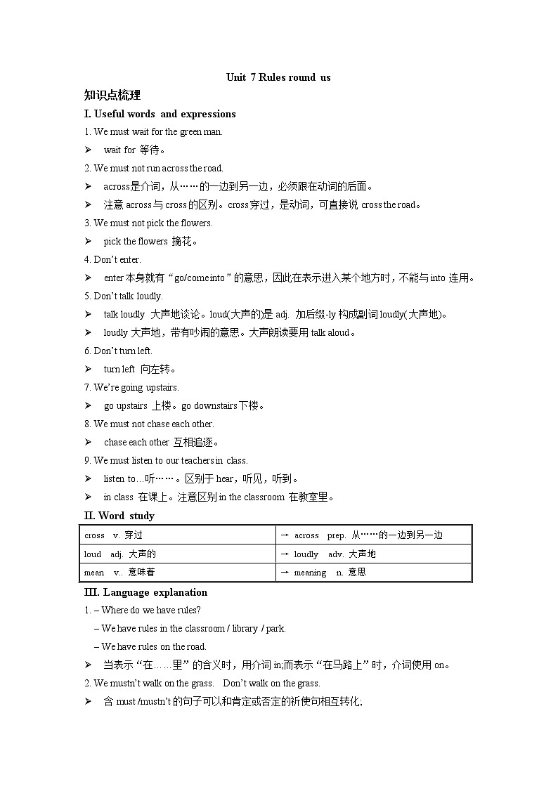 6A Unit 7 Rules round us知识点梳理 + 阅读练习题第1页