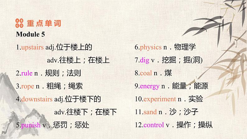 2021届宁夏外研版中考英语总复习课件:9年级上册Modules5-6(共42张PPT)03
