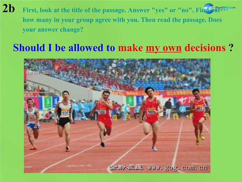 湖北省松滋市涴市镇初级中学九年级英语全册 Unit 7 Teenagers should be allowed to choose their own clothes Section B 2b(reading)课件04