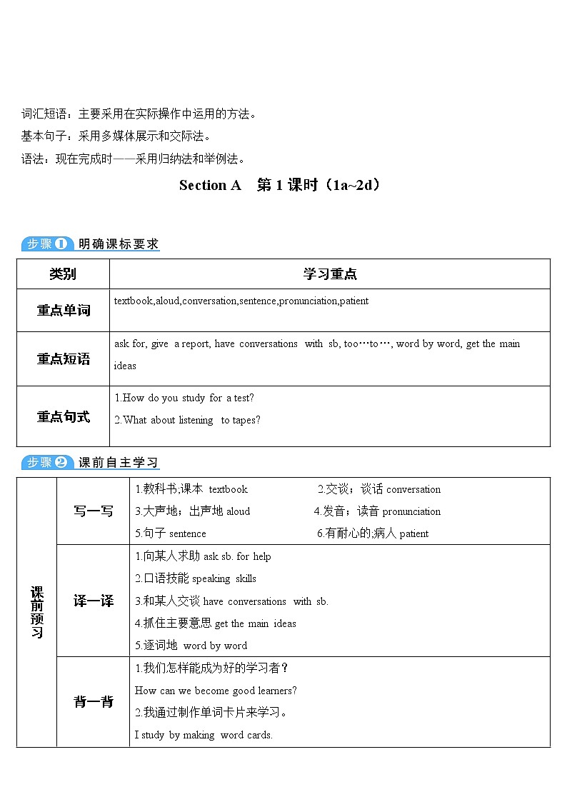 人教版英语九年级全册 Unit 1 Section A 第1课时 教案第3页