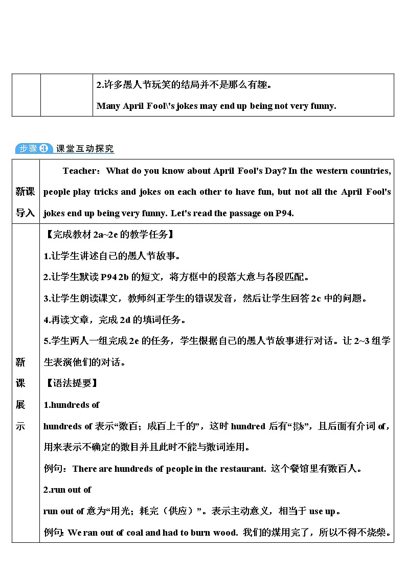 人教版英语九年级全册 Unit 12 Section B 第4课时 (2a~2e) 教案第2页