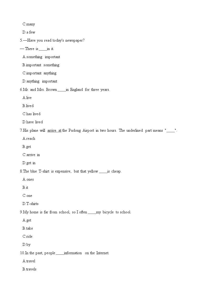 六年级下册英语一课一练-Module 1 Unit 2 At the airport同步练习1 牛津上海版（一起）（含解析）02