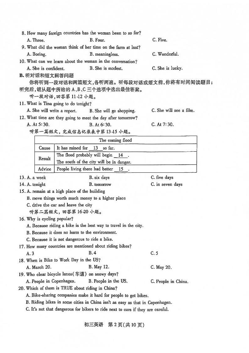 江苏省昆山、太仓、常熟、张家港市2021-2022学年九年级上学期期末教学质量调研英语试卷(PDF版无答案)第2页