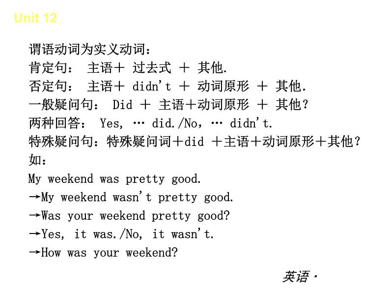 【新版】复习课件:七年级英语下册Unit 12 What did you do last weekend03