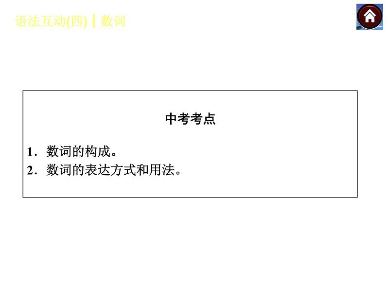 【中考复习方案】(人教版)九年级英语复习课件:语法互动四 数词(共10张PPT)第2页