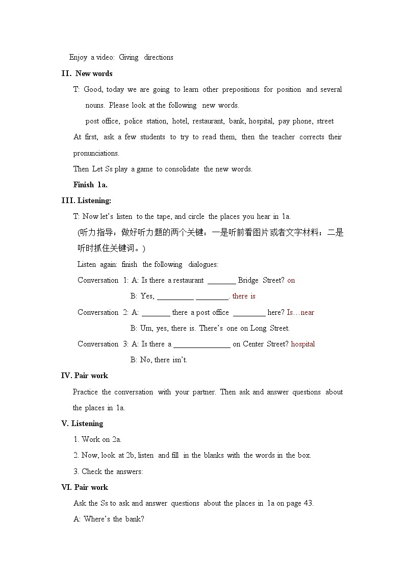 Unit 8 Is there a post office near here Section A (1a-1c)(课件+教案+练习+学案)02