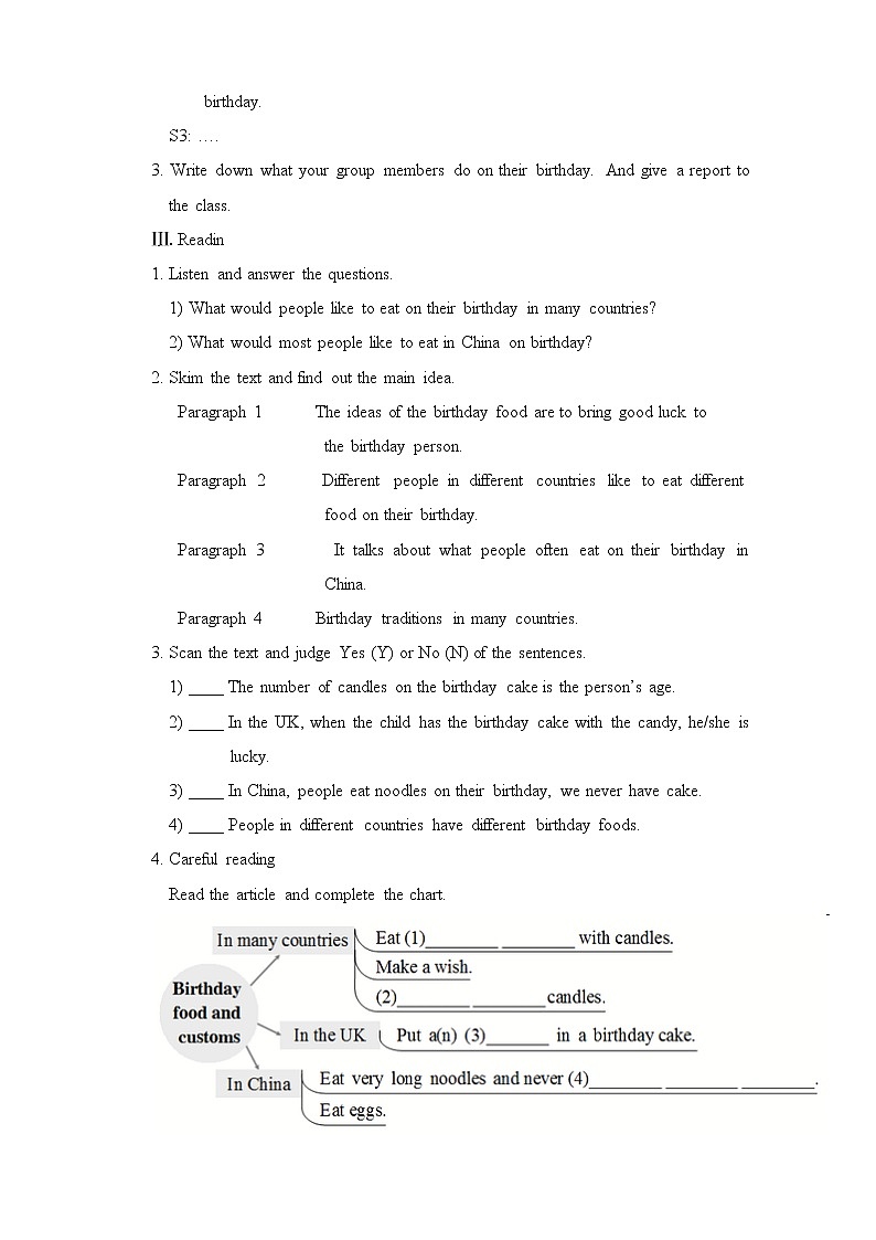 Unit 10 I 'd like some noodles. Section B (3a-Self Check)教案第2页