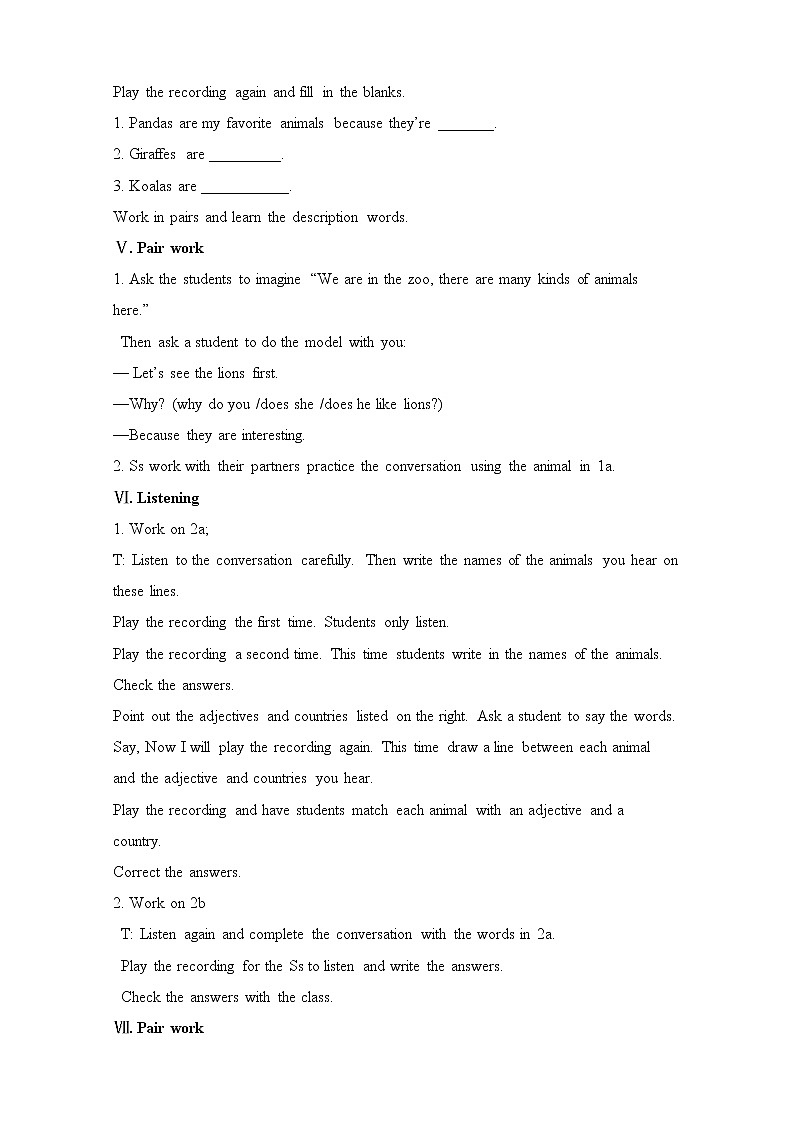 Unit 5 Why do you like pandas Section A (1a-1c)(课件+教案+练习+学案)03