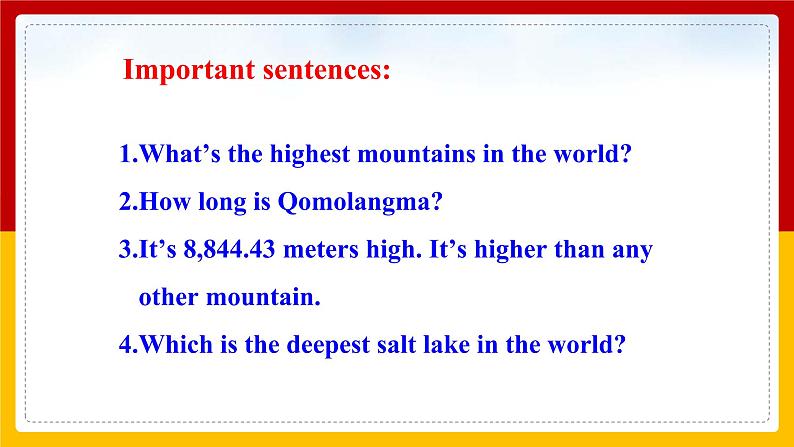 Unit 7 What’s the highest mountain in the world.Period 5(Section B 3a-Self check)(课件+教案+练习+学案)03