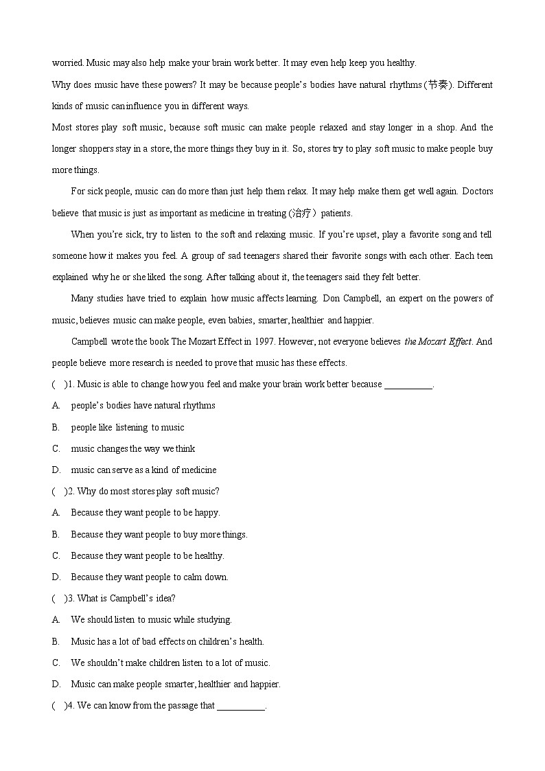 Unit 3 The environment Period 2 Reading II & Listening 练习第2页
