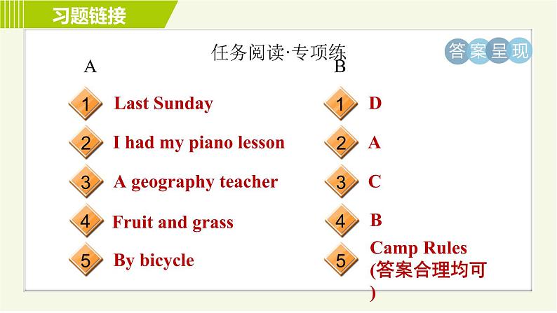 外研版七年级下册英语 Module10 Period 2 Unit 1 A 习题课件04