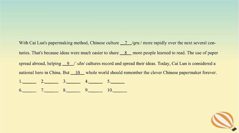 中考英语总复习17专题十七短文填空PPT课件(福建专用)第8页