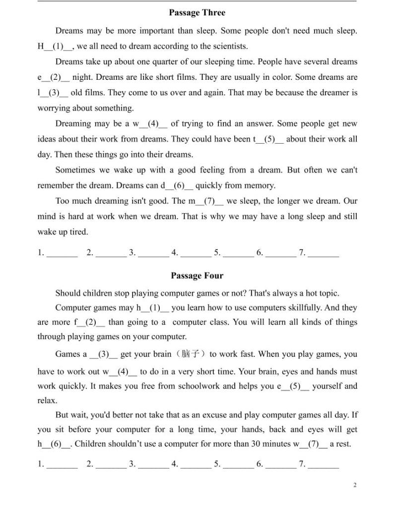 上海市中考英语首字母填空练习附详解PDF03