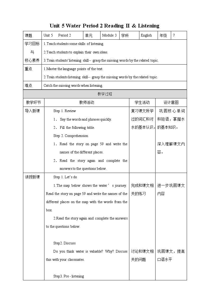 Unit 5 Water Period 2 Reading II & Listening课件PPT+教案+学案+练习01
