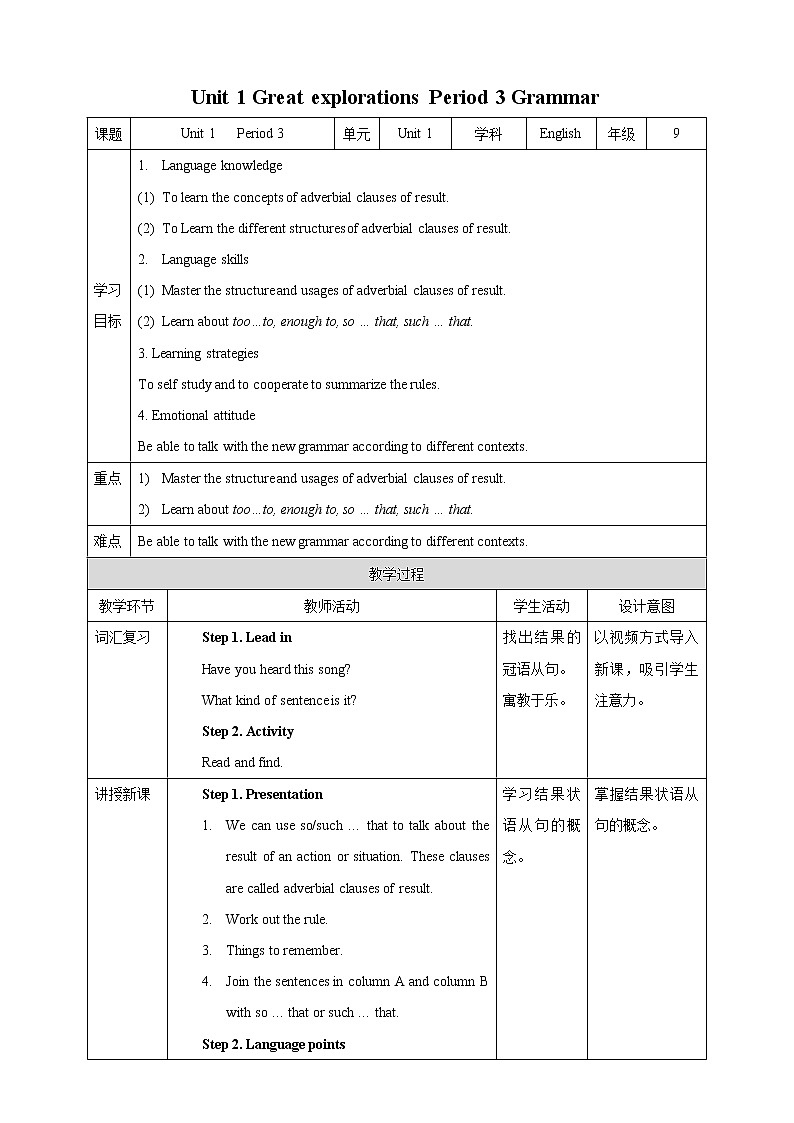 Unit 1 Great explorations Period 3 Grammar课件PPT01