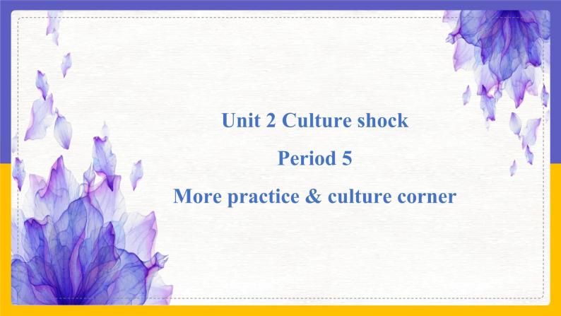 Unit 2 Culture shock Period 5 more practice & culture corner课件PPT01
