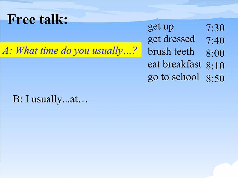 人教新目标(Go for it)版英语七年级下 Unit 2 What time do you go to school? Section A_2 课件05
