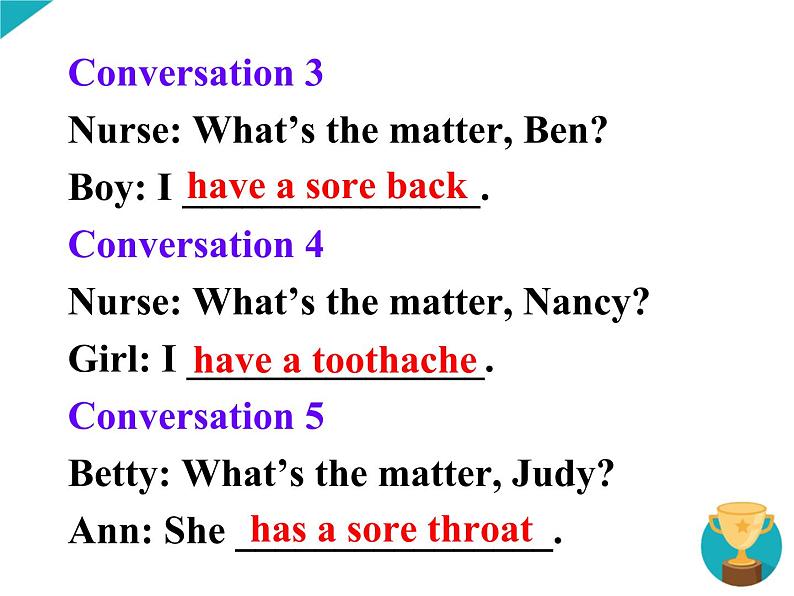 人教新目标(Go for it)版英语八年级下册 Unit 1 What’s the matterSection A(课件)07