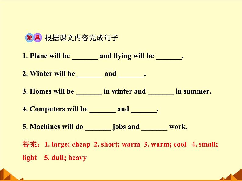 外研版英语七年级下册 Module 4 Unit 2Every family will have a small plane._ 课件第4页