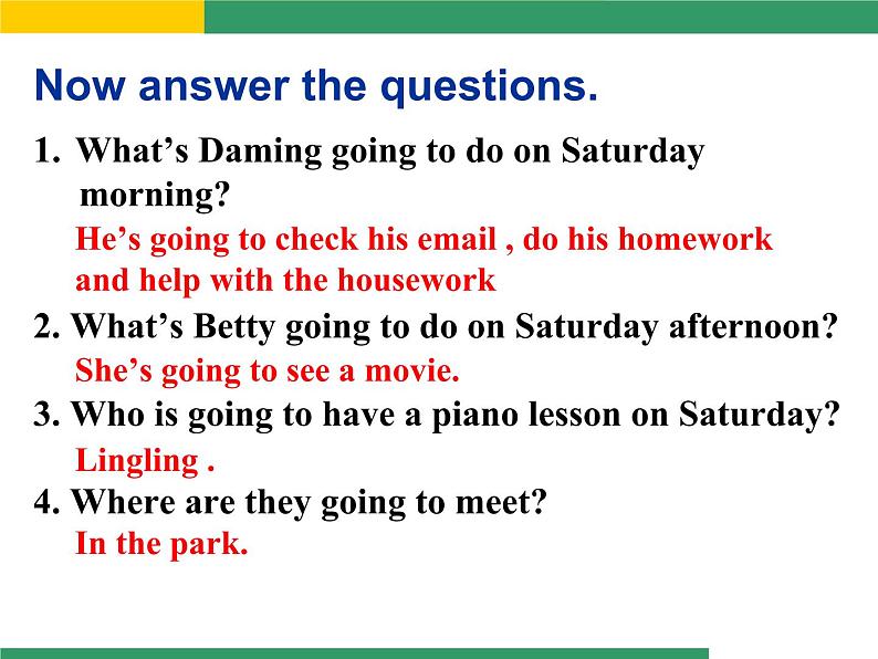 外研版英语七年级下册 Module 3 Unit 1 What are you going to do at the weekend? 课件第6页