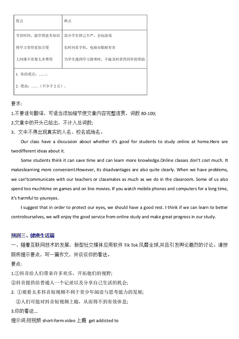 2022年中考各地英语作文热门话题预测第3页