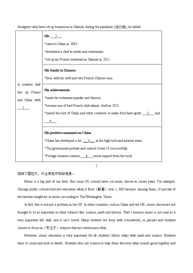 必刷20 任务型阅读(模拟)(原卷版)-2022年中考英语二轮复习能力强化必刷题(真题+模拟)(通用版)第2页