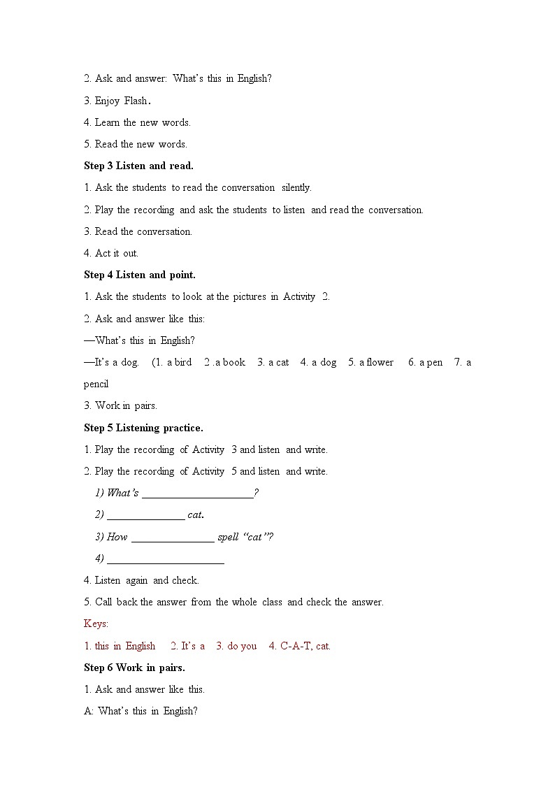 外研版七年级上册英语Starter Module 3教案包02
