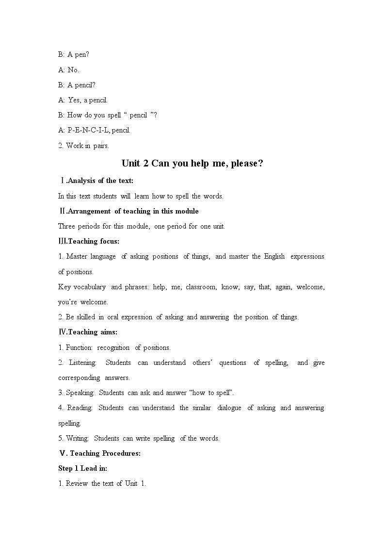 外研版七年级上册英语Starter Module 3教案包03