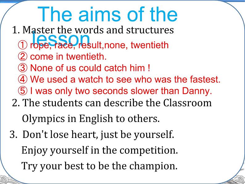 初中英语冀教版8B Lesson36 Classroom Olympics部优课件08