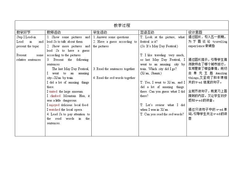 牛津译林版英语 七年级下册 Unit 5 Amazing things Study skills Pronouncing the -ed ending 教案02