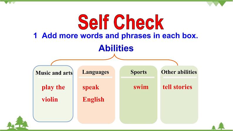 Unit 1 Can you play the guitar ?Section B 3a-Self Check课件(共有PPT18张)07