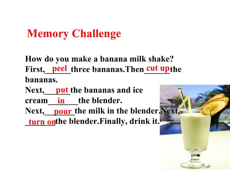 人教版英语八年级上册Unit 8 How do you make a banana milk shake_Section A（1a-2c） 课件（共有PPT16张，无音频）08
