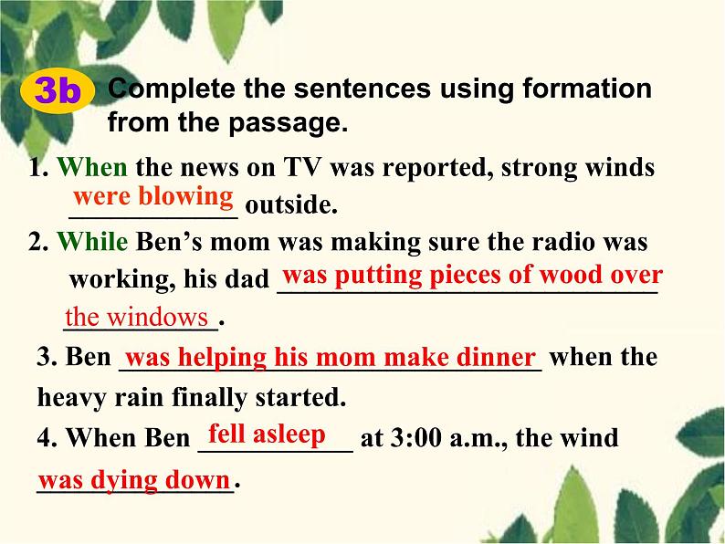 Unit 5 What were you doing when the rainstorm came_ Section A (3a-3c)-课件(16张PPT)04