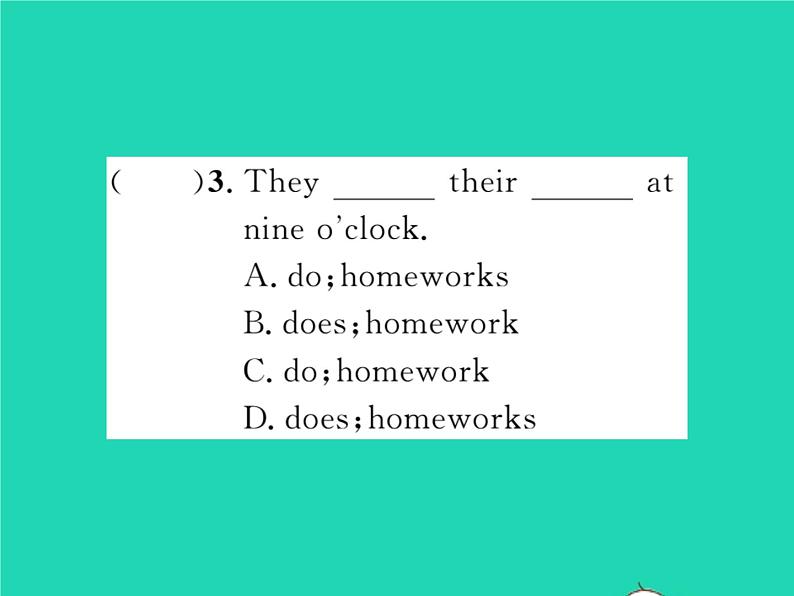 2021七年级英语上册Module5MyschooldayUnit2Westartworkatnineo 'clock第四课时习题课件新版外研版第4页