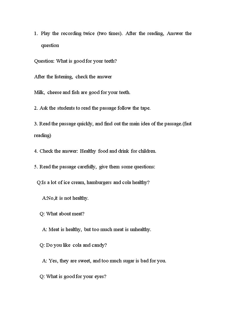 外研版七上:Module 4 unit2 Is your food and drink healthy?.教案03