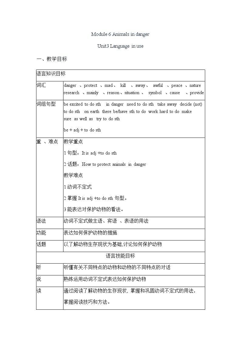 外研版八上:Module 6 unit3 language in use 教案第1页