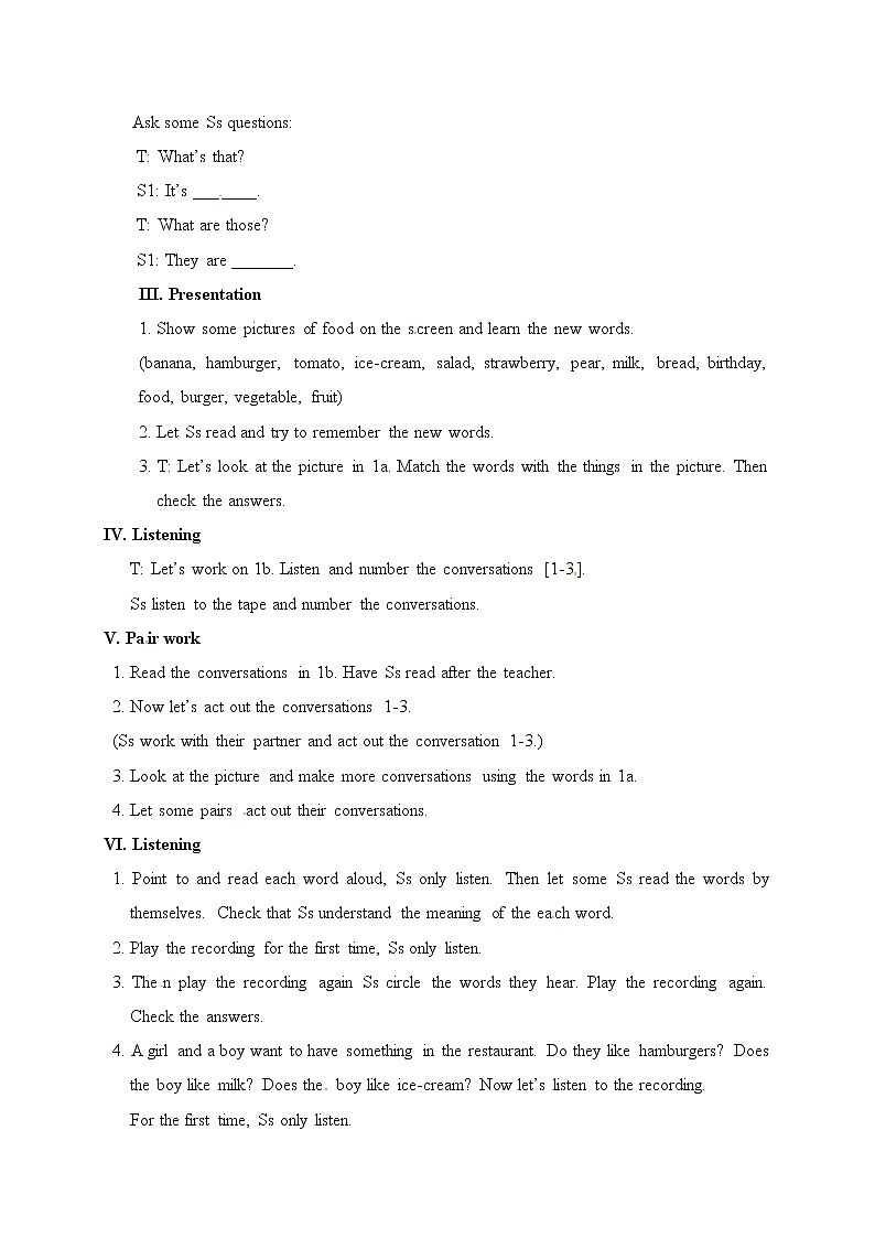 教案:Unit 6 Do you like banana Section A 1 (1a-2d)02