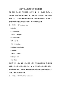 2022年湖北省武汉市中考英语试卷解析版