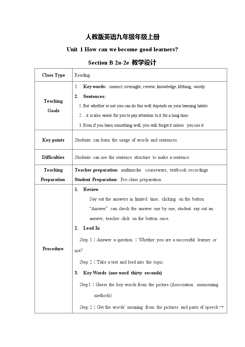 Unit 1 Section B（2a-2e）第五课时 同步课件+教案+听力音频+单词音频01