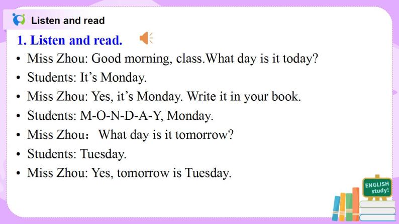 Starter Module4 Unit1 What day is it today 课件 PPT+教案05