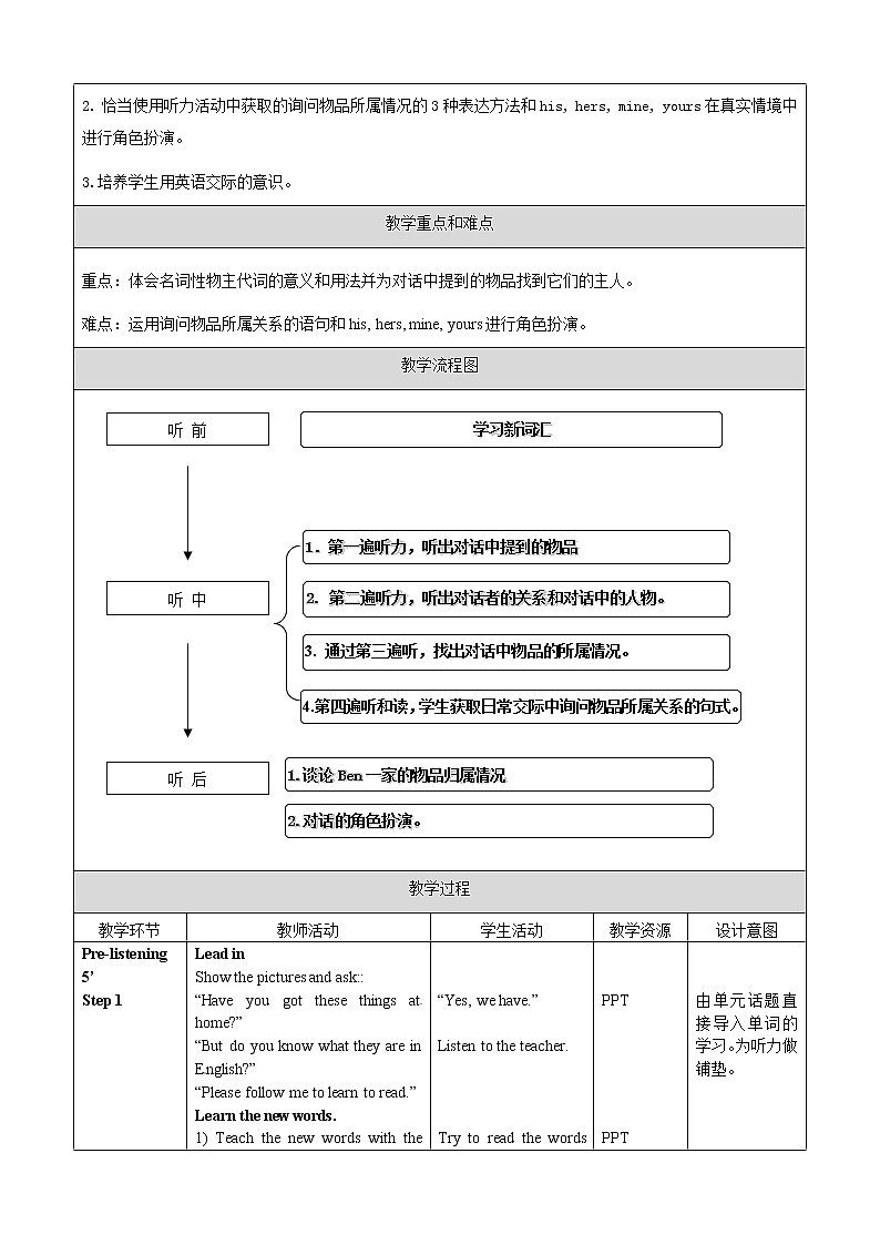北师大初中英语七上《Unit 3 Home》word教案 (3)02