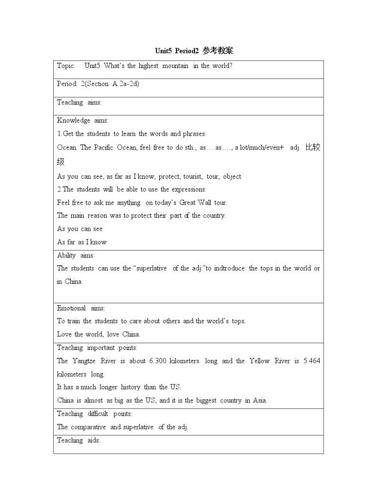 鲁教版五四制8上英语Unit5Section A 2a-2d_Period2参考教案01