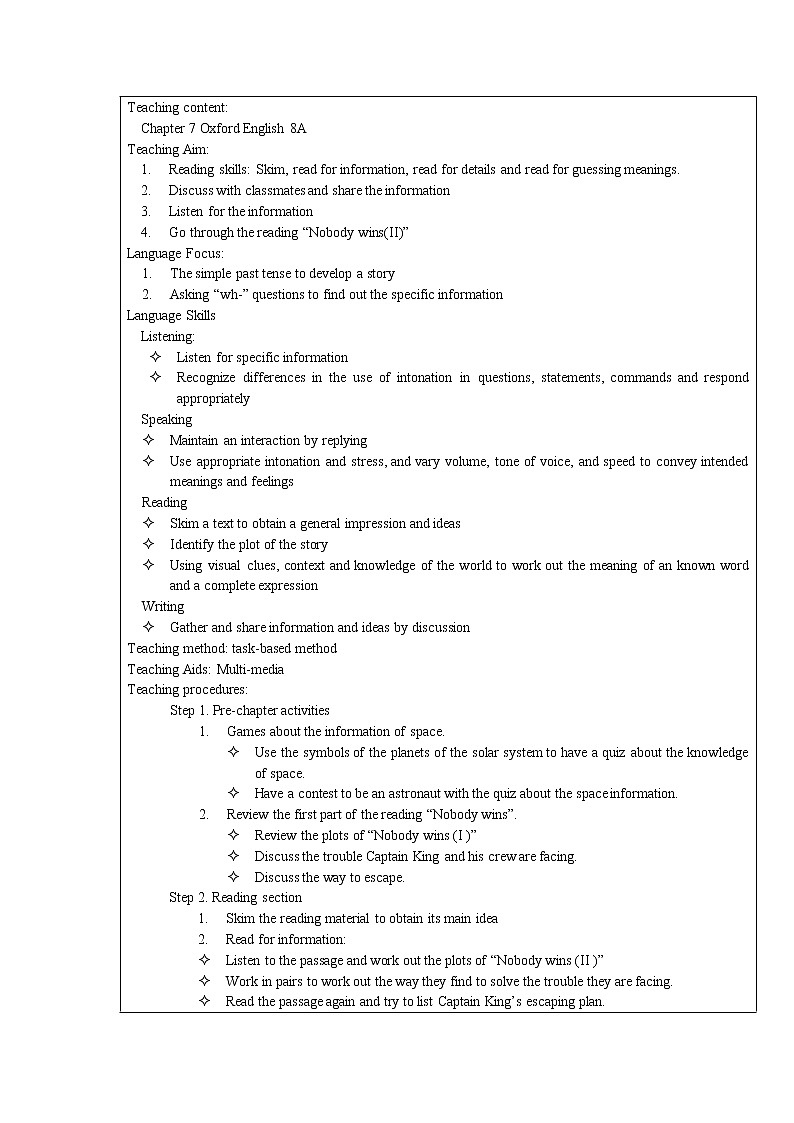 牛津上海版英语八年级上册教案Unit 7 Reading03