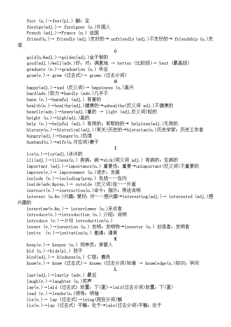 初中英语中考常考词汇汇总(按字母顺序编排)03