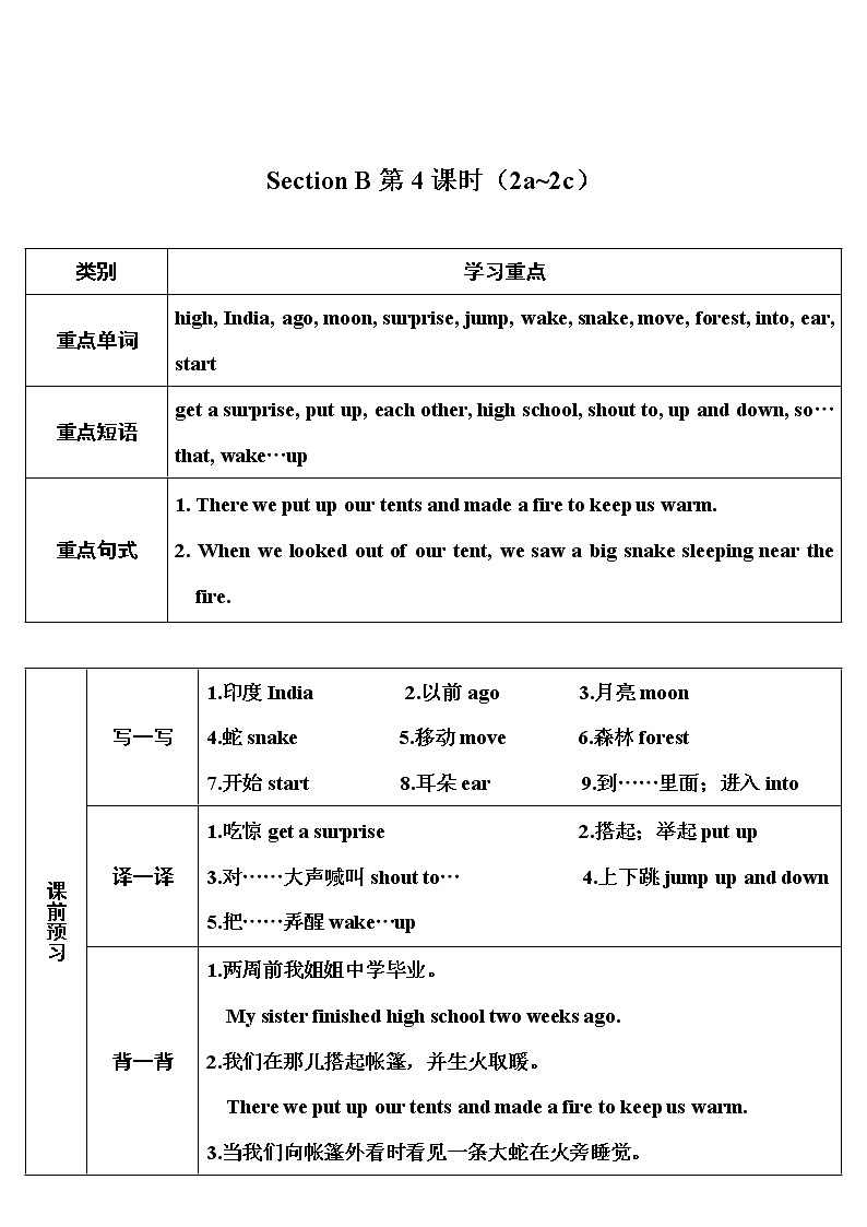 人教新目标版七年级下册英语 unit 12 Section B第4课时(2a~2c)教案第1页